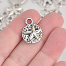 5 Silver Starfish Charms, 17mm, chs6690