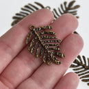 5 Monstera Leaf Charms, Bronze Hammered Metal, 1.5" long, chs6695