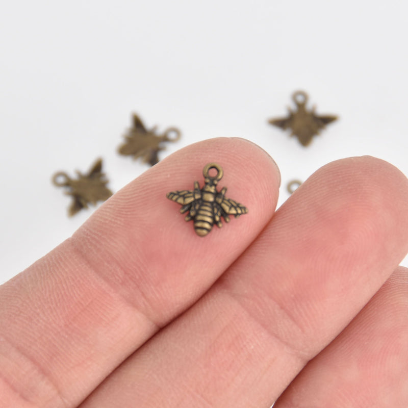10 Bronze Bee Charms, 10mm, chs6704