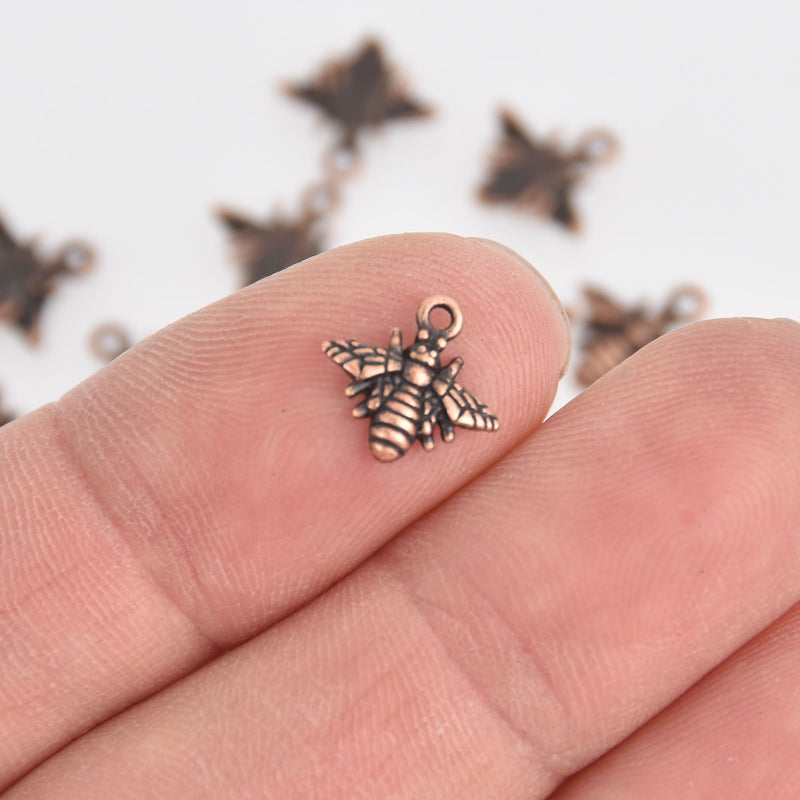 10 Copper Bee Charms, 10mm, chs6706