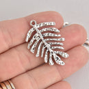 4 Monstera Leaf Charms, Silver Hammered Metal, 1.5" long, chs6711