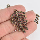 4 Monstera Leaf Charms, Bronze Hammered Metal, 1.5" long, chs6712