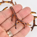2 Antler Charms Brown Tortoise Shell Resin Branch Pendants, 2-1/8" chs6718