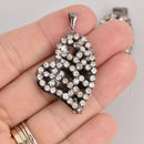 Gunmetal Rhinestone Heart Charm, chs6722
