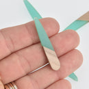 2 Stick Charms, Mint Green Resin and Real Wood Teardrop, 2" long, chs6738