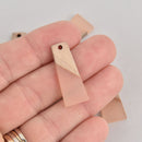 2 Colorblock Charms, Blush Pink Resin and Real Wood Trapezoid, 30mm long, chs6754