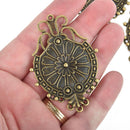 1 Bronze Medallion Filigree Charms 2.5" long, chs6763