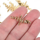 5 Gold HEARTBEAT Charms, Science Pendants, EKG Charms, Connector Links, chs6765