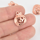 8 Rose Gold PUMPKIN Jack-O-Lantern CHARMS or Pendants for Halloween  chs6777