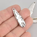 6 Silver Triangle Charms, Drop Pendants, 1-1/2" long, chs6801