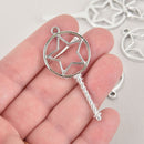 5 Silver Resin Bezels, Magic Star Wand, 2-1/8" long, chs6804