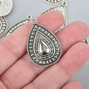 10 Silver Teardrop Charms, 37x25mm, chs6819