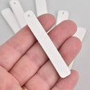 8 White Faux Leather Bar Charm Pendant Vegan Leather, 2-5/8" long chs6831