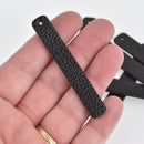 8 Black Faux Leather Bar Charm Pendant Vegan Leather, 2-5/8" long chs6833
