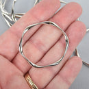 10 Silver Wavy Rings Large Round Connector Links, Soldered Ring Metal Charms 40mm chs6838