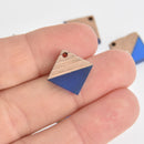 2 Square Charms, Royal Blue Resin and Real Wood, 16mm, chs6851