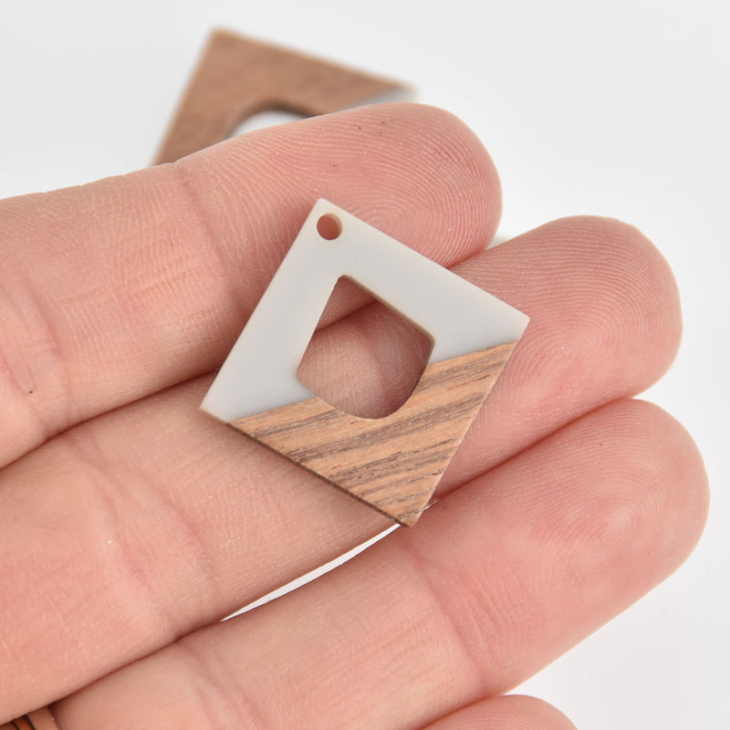 1 Square Charm, Gray Resin and Real Wood, 1", chs6854