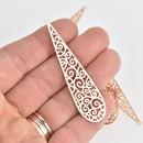 5 Gold Filigree Teardrop Charms, 2.5" Chs6862