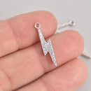 Silver Lightning Bolt Micro Pave Charm 25x6mm, chs6870