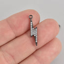 Black Lightning Bolt Micro Pave Charm 25x6mm, chs6871