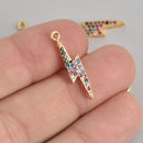 Gold Rainbow Lightning Bolt Micro Pave Charm 25x6mm, chs6872