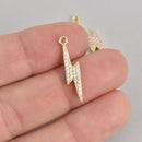 Gold Lightning Bolt Micro Pave Charm 25x6mm, chs6873