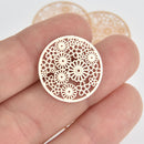 5 Gold Filigree Round Circle Charm Pendants, Connectors 23mm Chs6880