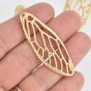 4 Filigree Wing Charms, Matte Gold Hammered Metal, 2" long, chs6883