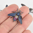 BEE Charm Micro Pave CZ Crystals Rhinestone Pendant Gunmetal Brass 28mm chs6894