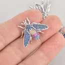 BEE Charm Micro Pave CZ Crystals Rhinestone Pendant Silver Brass 28mm chs6896