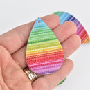 10 Rainbow Stripe Faux Leather Teardrop Charm Pendants Vegan Leather, 2-1/4" long chs6911