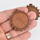 5 Wood Bezel Charms, tray fits 30mm cabochons, starburst, chs6922