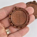 5 Wood Bezel Charms, tray fits 30mm cabochons, cut out, chs6924