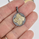 Gunmetal Clover Charm, Micro Pave CZ Crystals, 20mm, chs6927