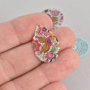 10 Metal Filigree Teardrop Charms Floral Enamel 26mm chs6937