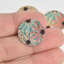 5 Flower Charms, Gold Circle with Enamel chs6939