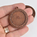 5 Wood Bezel Charms, tray fits 30mm cabochons, scroll, chs6940