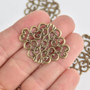 50 Bronze Flat Filigree Embellishment Findings, Vintage Style Charms  chs6942b