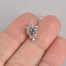 5 PINE CONE Charms, Silver Plated Pendants, Pinecones, 14mm, chs6949