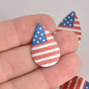 5 Teardrop Charms, US Flag with Silver Enamel, 1", chs6956
