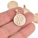 1 Light Gold Medallion Charm, Nugget Texture, chs6973