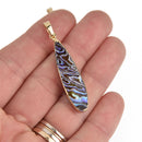 ABALONE SHELL PENDANT Teardrop gold bail 2" chs6978