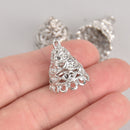 2 Silver Jhumki Charms Tassel Caps Bead Caps 22mm chs6981