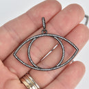 Black Evil Eye Micro Pave Charm, Clear CZ, 2", chs7014