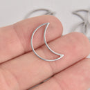 10 Moon Charms, Stainless Steel Connector Links, 21x14mm  chs7022
