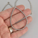 2 Silver Teardrop Charms Micropave Micro Pave 2-3/8" chs7027