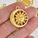 5 Matte Gold Plated Sun Moon Charms Metal, 30mm chs7033