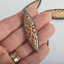 2 Leaf Filigree Charms Gold and Gunmetal 56mm chs7044