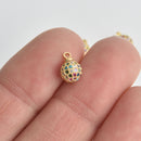 Gold Rainbow Ball Charm, Micro Pave 10x6.5mm, chs7050