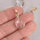 1 Crystal Teardrop Drop Pendant, Clear Glass, Faceted, GOLD Bail, 25x14mm, chs7051